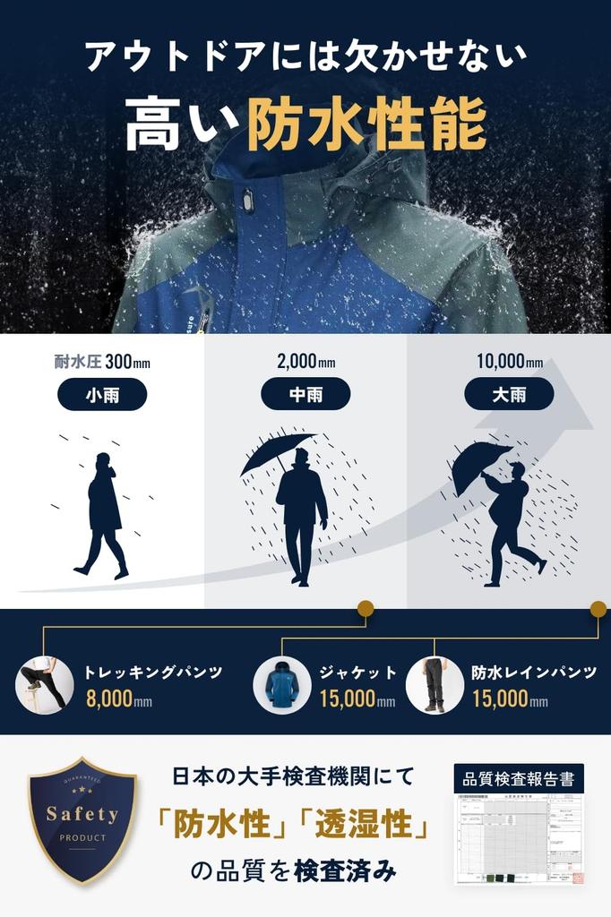 And Wind Outdoor Top and Bottom Mountain Waterproof Mountain Rain Water Repellent [Benkke] [Rain Resistant] Jacket, Set, Men's, Climbing, Fishing,