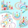 44PCS Montessori Wooden Colorful Stacking Balance Sensory Game Stones Rainbow DIY Building Blocks Birthday Christmas Party Gift