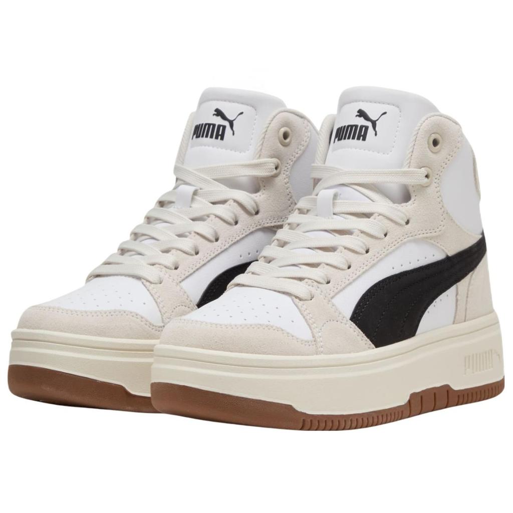 PUMA Rebound Femme Abrasion Resistant Support Mid top Skateboard Shoes Women's White Black 402595-01