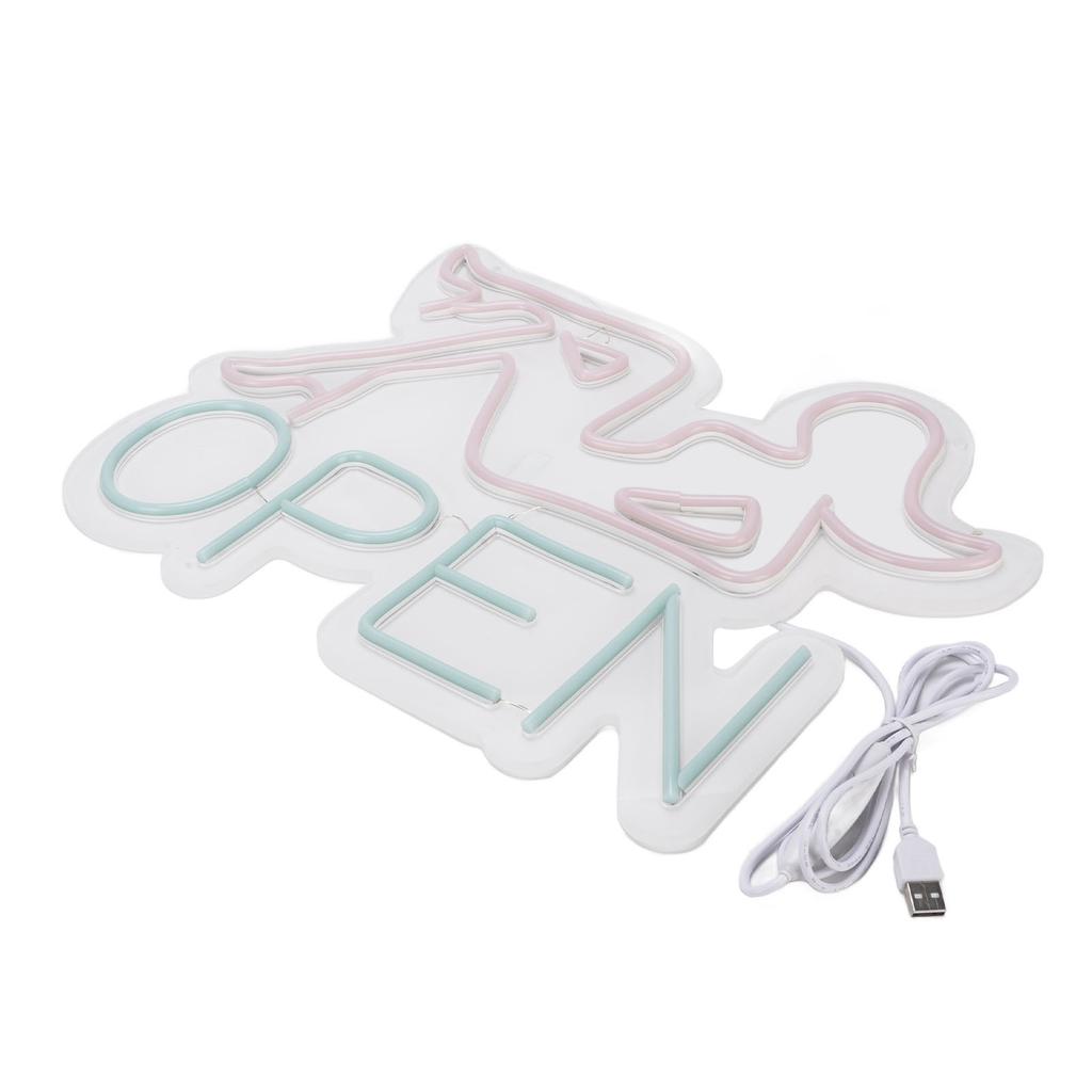 Настенная светодиодная неоновая вывеска с питанием от USB, акриловая световая панель для магазина, клуба, бара, вечеринки, розоватая женщина, синяя надпись «Открыто»