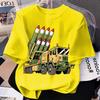 Boy's Loose Anti-aircraft Missile Launch Vehicle Jacket for Summer Children's Casual Short-sleeved Pure Cotton T-shirt