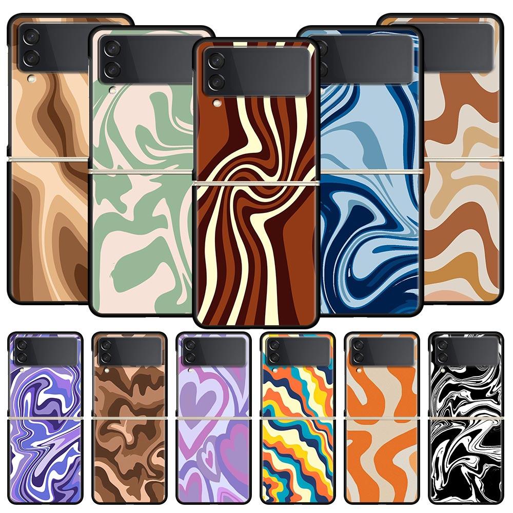 Роскошный подарочный чехол для телефона Samsung Galaxy Z Flip 4 Fold, черный, жесткий чехол для Samsung Z Flip 3 5G, чехол с абстрактной эстетикой