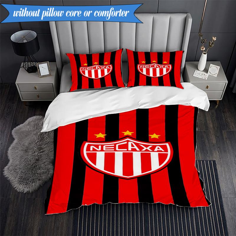 3PCS Football Crest Heartbeat Printed Soft Bedding Set,Including 1pc Duvet Cover And 2pcs Pillowcases Perfect for Bedroom, Dormitory, Fan gift