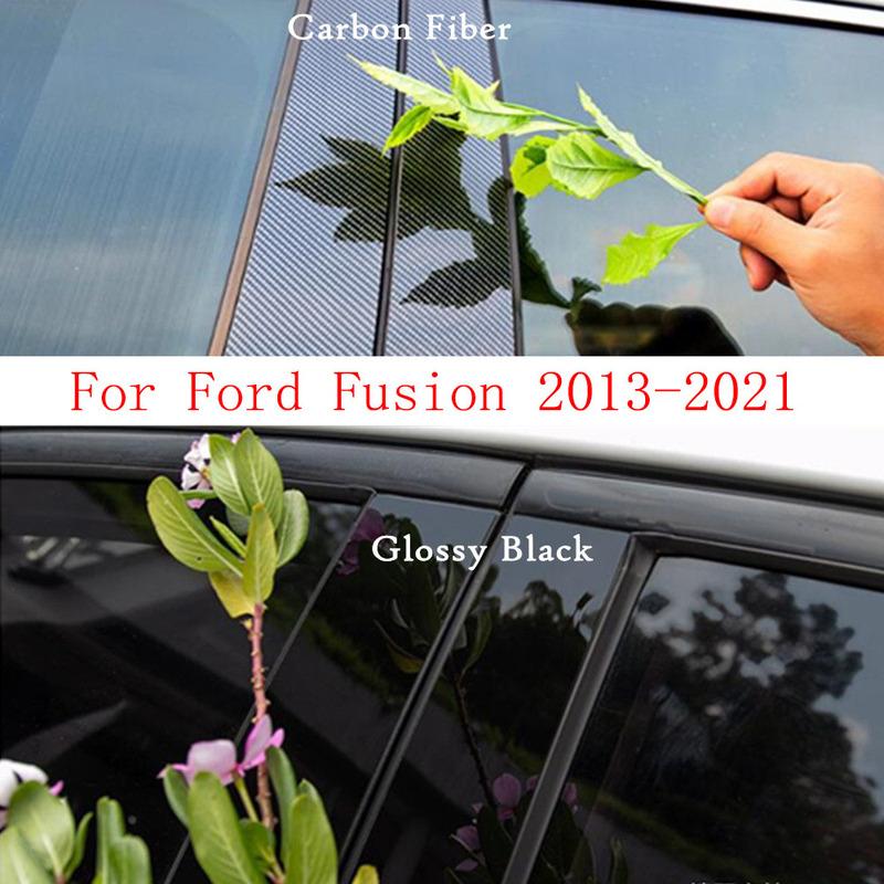 For Ford Fusion 2013 2014 2015 2016 2017 2018- Car PC Material Pillar Post Cover Door Trim Window Molding Sticker Plate