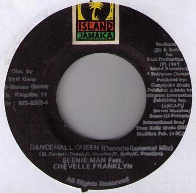 7-дюймовая пластинка BEENIE MAN, CHEVELLE FRANKLYN - Dancehall Queen НИКАКОЙ Island Jamaica 1997 Ямайка Регги, Ска и Даб Б/У
