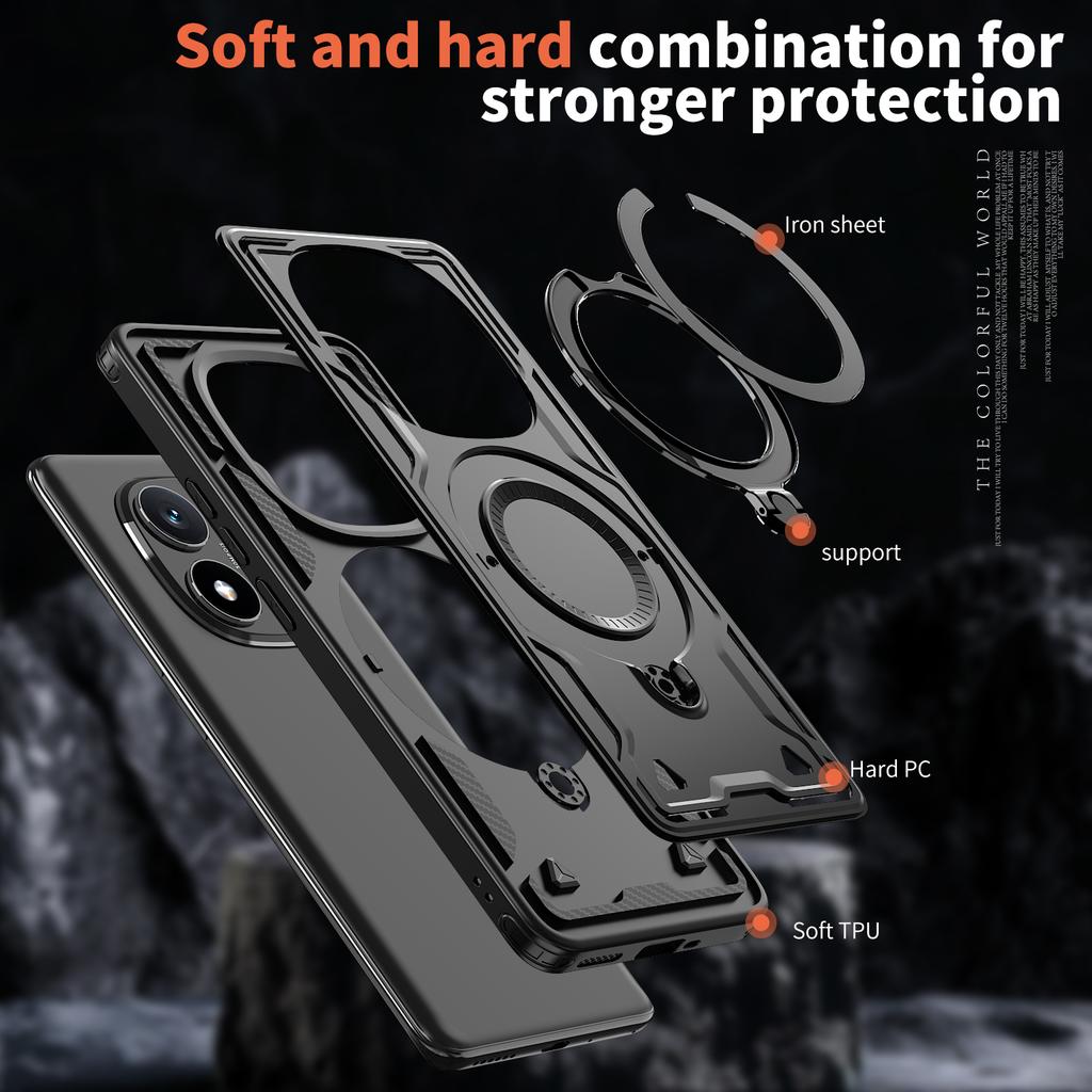 For Xiaomi Poco X7 5G/Redmi Turbo 4 Pro 5G Case Compatible with MagSafe Military Protection PC+TPU Kickstand Phone Cover