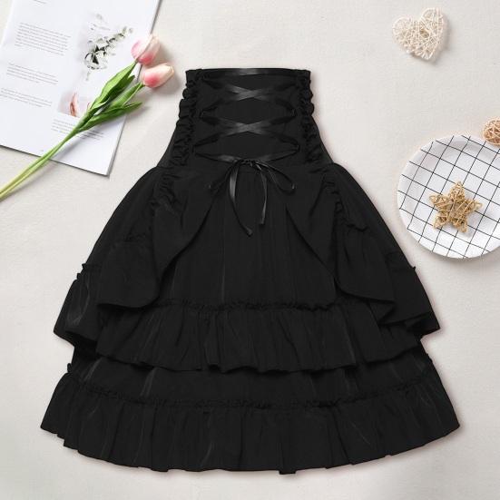 Женская летняя юбка, стильная юбка с высокой талией, юбка для выступлений, перекрестная шнуровка, сценическая ретро-дворцовая однотонная многослойная юбка