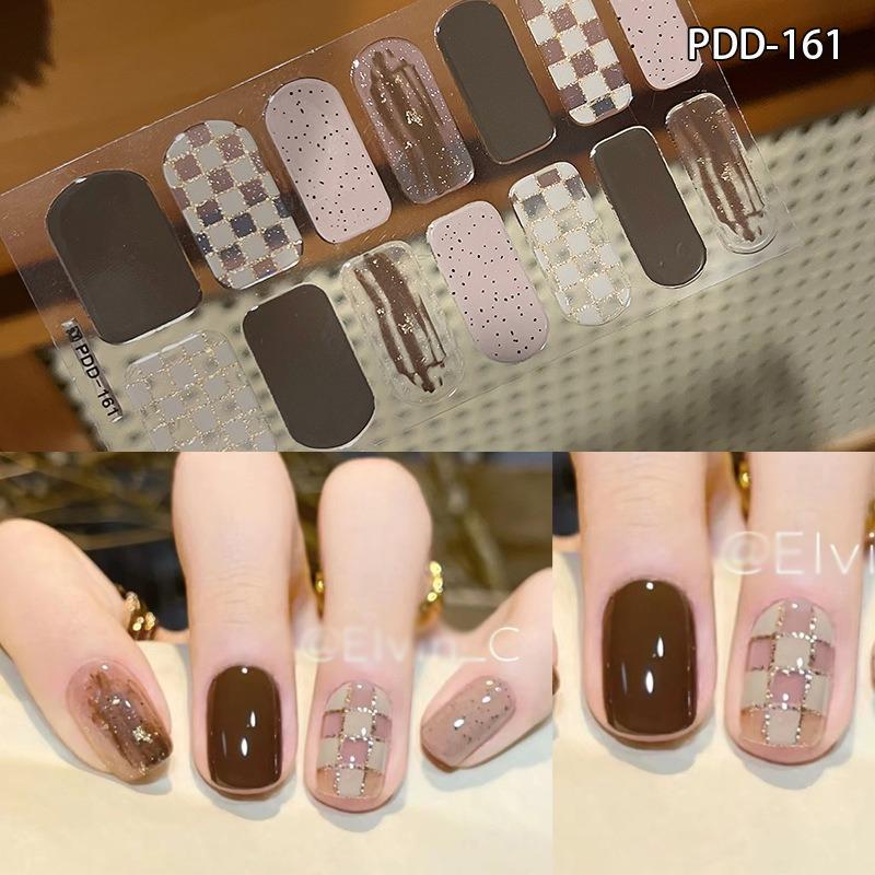 60 стилей DIY полуотвержденные гелевые наклейки для ногтей долговечные однотонные свежие цветы весной полоски для ногтей патч-слайдер наклейка с полным покрытием
