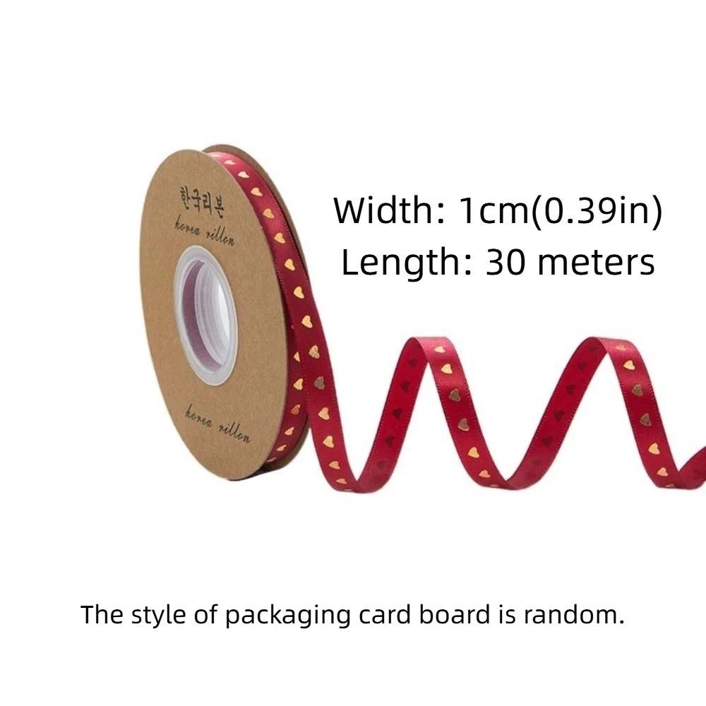 Classic Gold-stamped Heart Ribbons 1cm*30 meters Gift Packaging Ribbon  DIY