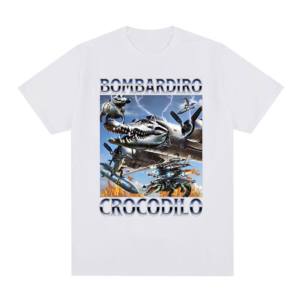 Bombardiro Crocodilo Crocodile Plane Bomber Funny Meme T-shirt Men's Women Casual Cotton Short Sleeve T Shirts Comfort T-shirts