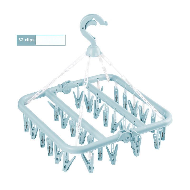 Foldable Multi-Function Clothes Drying Rack with Windproof Clips