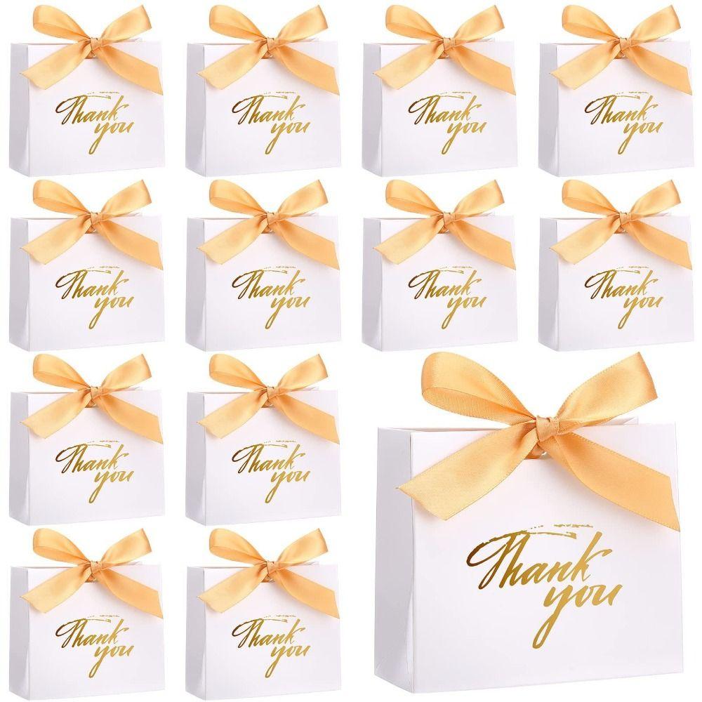 Bow Ribbon Design Thank You Gift Bags 10 Pack Gift Packaging Boxes Party Favor Bags Birthday Party
