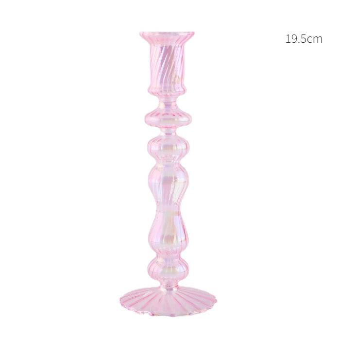 Pink Glass Candle Holder Taper Candlesticks Holder Wedding Table Centerpieces Nordic Home Decoration Wedding Decoration