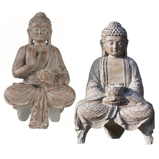 Статуя солнечного Будды, скульптура медитирующего Будды из смолы с лотосным светом, декор для дзен-сада, освещенная фигурка Будды для патио, двора, дома