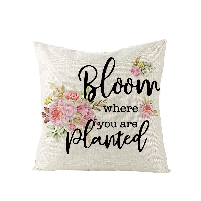 Весенняя Цветочная Наволочка Лен Принт Наволочка для Диванной Подушки Розовый Грузовик Чехол для Подушки для Спальни