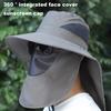 Мужская рыбацкая шляпа с крышкой для лица и шеи с большими полями, полой сеткой, солнцезащитным кремом и защитой от ультрафиолета, с полным покрытием, отличная воздухопроницаемость, дорожная кепка для рыбалки на открытом воздухе