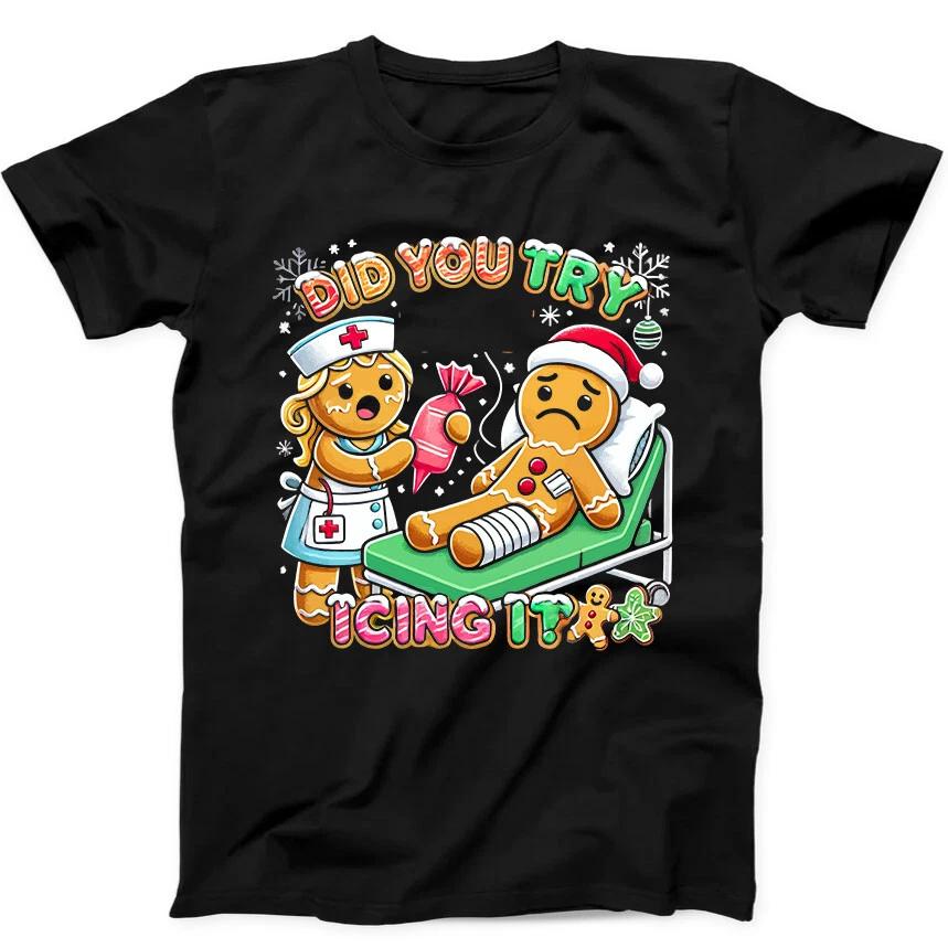 Gingerbread Nurse Christmas Best Seller Funny Gift Tee Black T Shirt 150