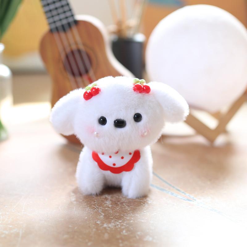 Dog Plush Scarf Toy Keychain Backpack Charm Stuffed With Pp Cotton Gift For Kids