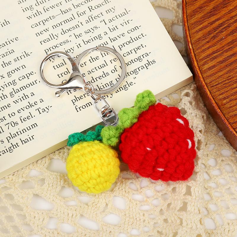 Artificial Crocheted Fruit Decorative Keychains Key Rings Key Chains Rings Holders Bags Pendants Key Holders Gift Accessories