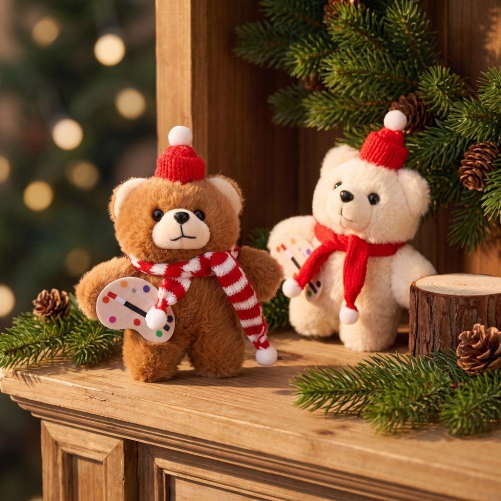 With scarf Christmas Bear Plush Toy Cartoon Animal Bear Plush Dolls  Schoolbag Ornaments