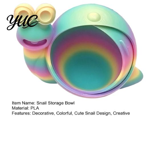 Decorative Desk Accessory 3D Printed Colorful Snail Storage Bowl for Small Items, Creative Desktop Organizer Items with Hollow Spiral Shell, Portable