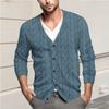 Мужская повседневная однобортная модная куртка-кардиган с длинными рукавами на пуговицах