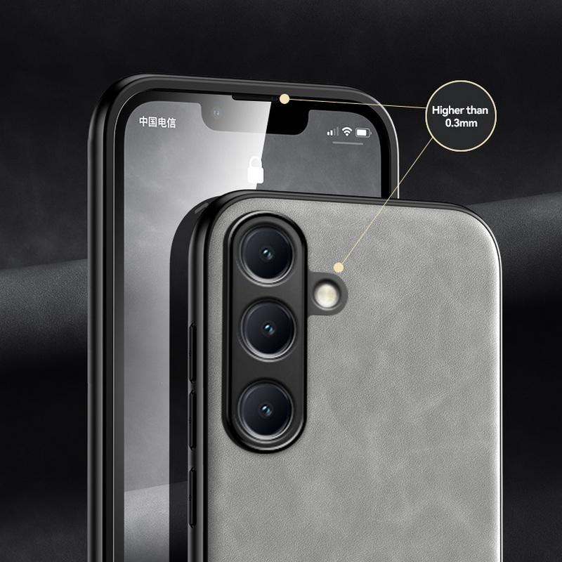 Solid Color Lambskin Leather Slim Case For Samsung S25 Ultra S24 FE S23 A56 A36 A55 A16 A54 A35 A15 Soft Shockproof for MagSafe Magnetic Phone Cover