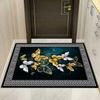 Geometric Butterfly Fish Abstract Pattern Art Golden Mat Artistic Decorative Non-Slip Stylish Carpet Rug Home Decor Floor Mat