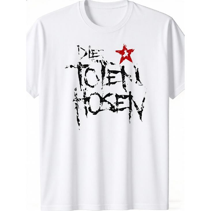 Мужская футболка с графическим принтом "Die Toten Hosen" с эффектом потертости и красной звездой, хлопковая футболка с коротким рукавом и круглым вырезом для повседневной носки