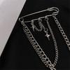 Unisex Clothes Pin Star And Chain Decor Alloy Hip Hop Style Individual Chest Decoration Brooch Party Club Anti-slip Bag Pants Jewelry CLE