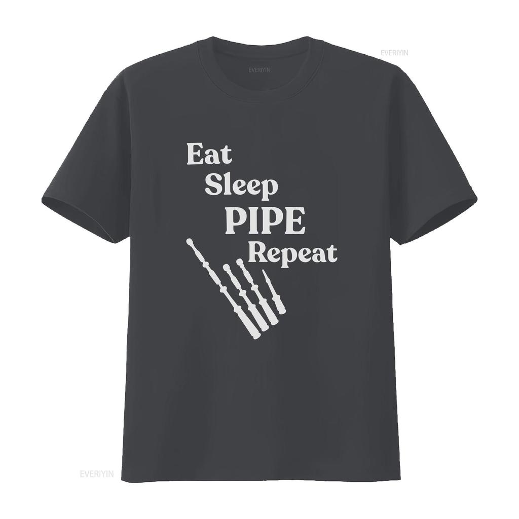 Eat Sleep Pipe Repeat Bagpipes T Shirt vintage Washed homme Top For Everyday Wear Slightly Soft streetwear graphic Casual