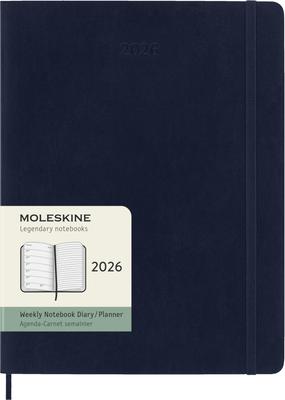 Moleskine 2026 Январь Еженедельник Размер XL x Мягкий Сапфир DSB2012WN4Y26 Планировщик, Начало, 12-месячный Дневник, (19см 25см), Крышка, Синяя,