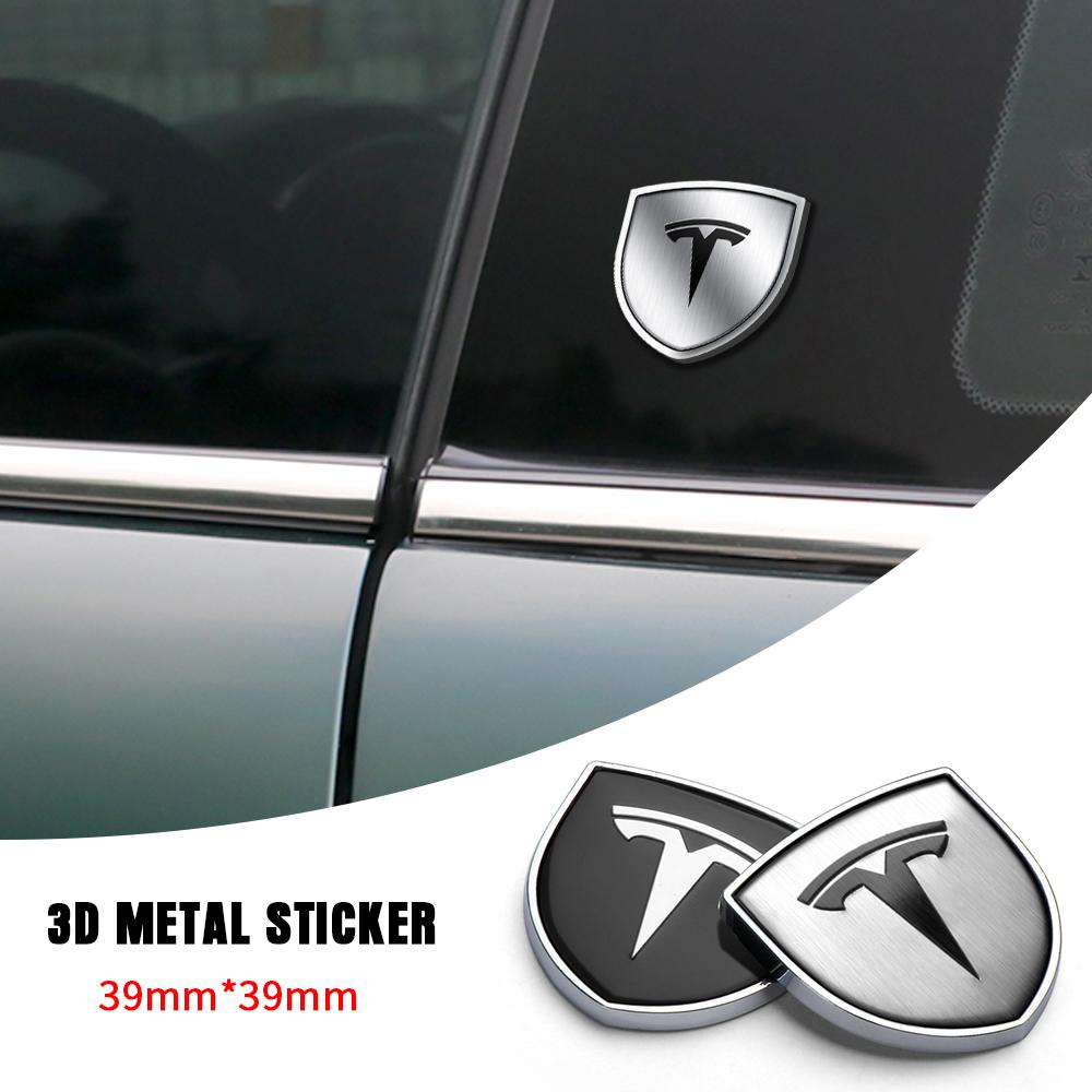 ALN1 3D Metal Car Body Fender Emblem Shield Stickers Decor Valve Cap For Tesla Model 3 P100D Model S Y X P85D P75D Roadster Invader