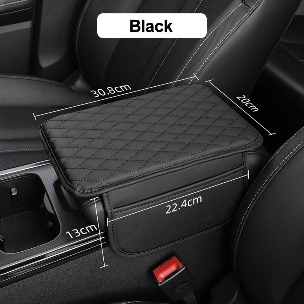 PU Leather Car Armrest Mat Center Console Arm Rest Protection Cushion With Storage Pockets Armrests Storage Box Cover Pad