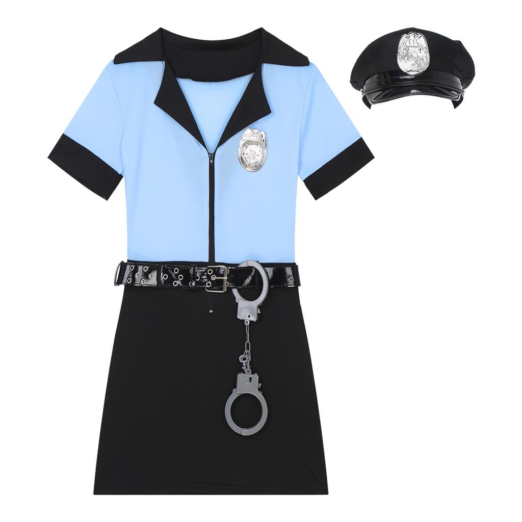 Женский сексуальный костюм полицейского, полицейский женский костюм, костюм на Хэллоуин, косплей, полицейское нарядное платье