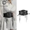 Elastic Lace Corset Belts for Women Wide Stretch Cummerbunds Female Goth Punk Dress Corset Belt Black Waistband LYF003