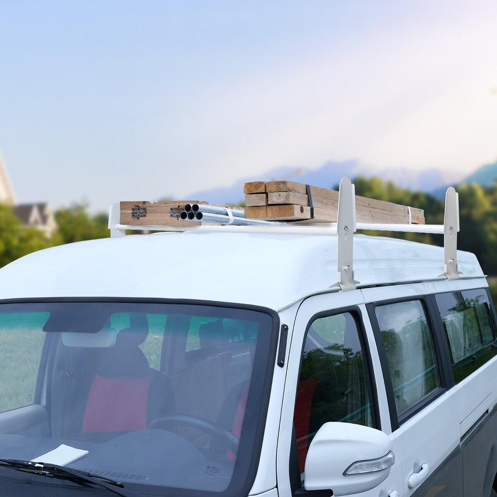 Van Roof Ladder Rack, 2 Bar Alloy Steel Ladder Racks, Adjustable from 1200-2000 mm, 227 kg Capacity, Roof Rack Compatible with Full-size Vans with