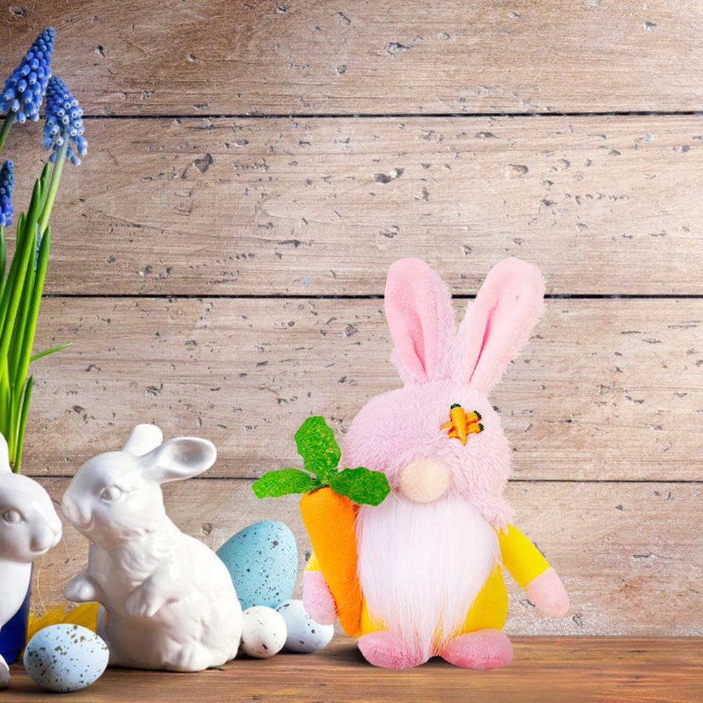 Easter Bunny Decoration, Rudolph The Easter Bunny Figurine Ornament, Rudolph Plush Gnome Ornament