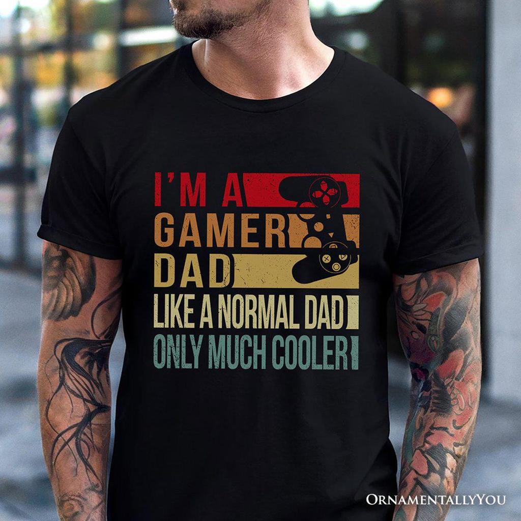 Gamer Dad Controller T-and kids tshirt, Black Funny Tee for Cool Fathers