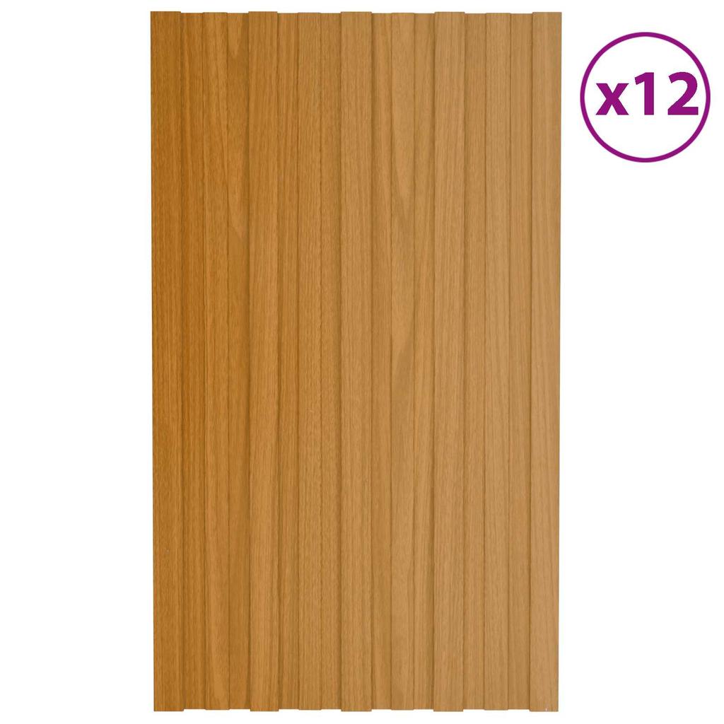 Roof Panel 12 Pcs Natural 80 x 45 cm Galvanized Steel