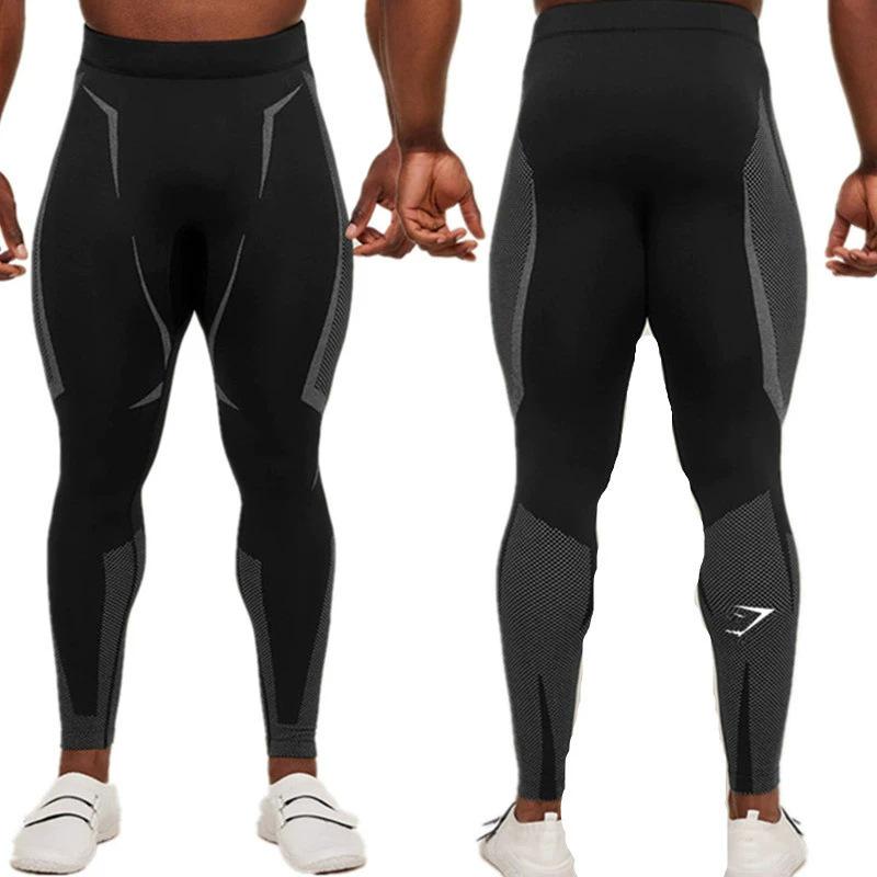 Мужские компрессионные леггинсы GYMSHARK с быстрым высыханием и классическим принтом-акулой для фитнеса, спорта и йоги
