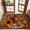 1pc Thanksgiving Harvest Theme Welcome Door Mat, 2D Flat Retro Wood Grain Bathroom Non-Slip Water-Absorbing Floor Mat, Autumn Kitchen Decor Mat, Soft