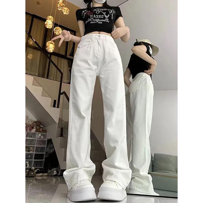 Женские белые джинсы с высокой талией - Коллекция Весна/Лето 2025: Фасоны повседневных, узких прямых или широких швабр.