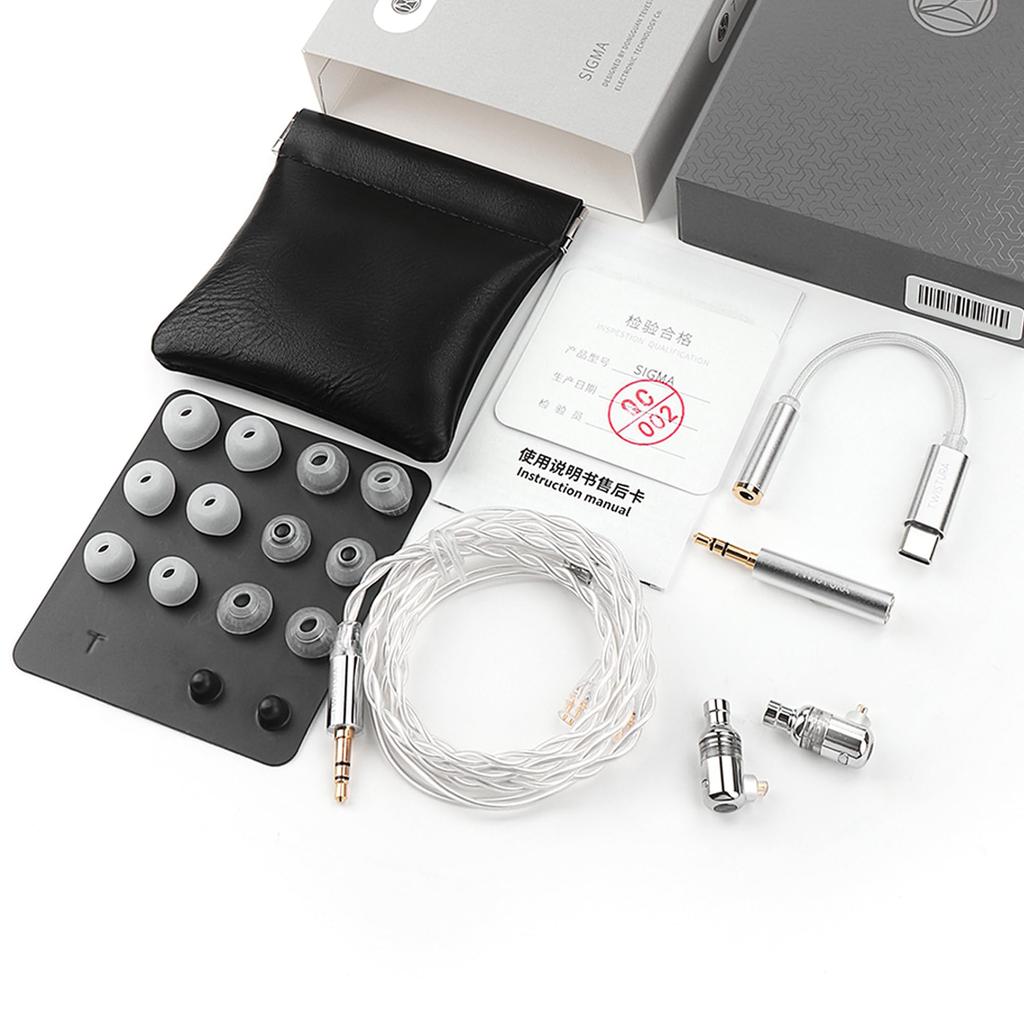 TWISTURA SIGMA 1DD+1BA Hybrid Earphones with 1DD+1BA Dynamic Driver and BA Driver, Aluminum Alloy OFC Silver-Plated Cable, Type-C Adapter, Impedance