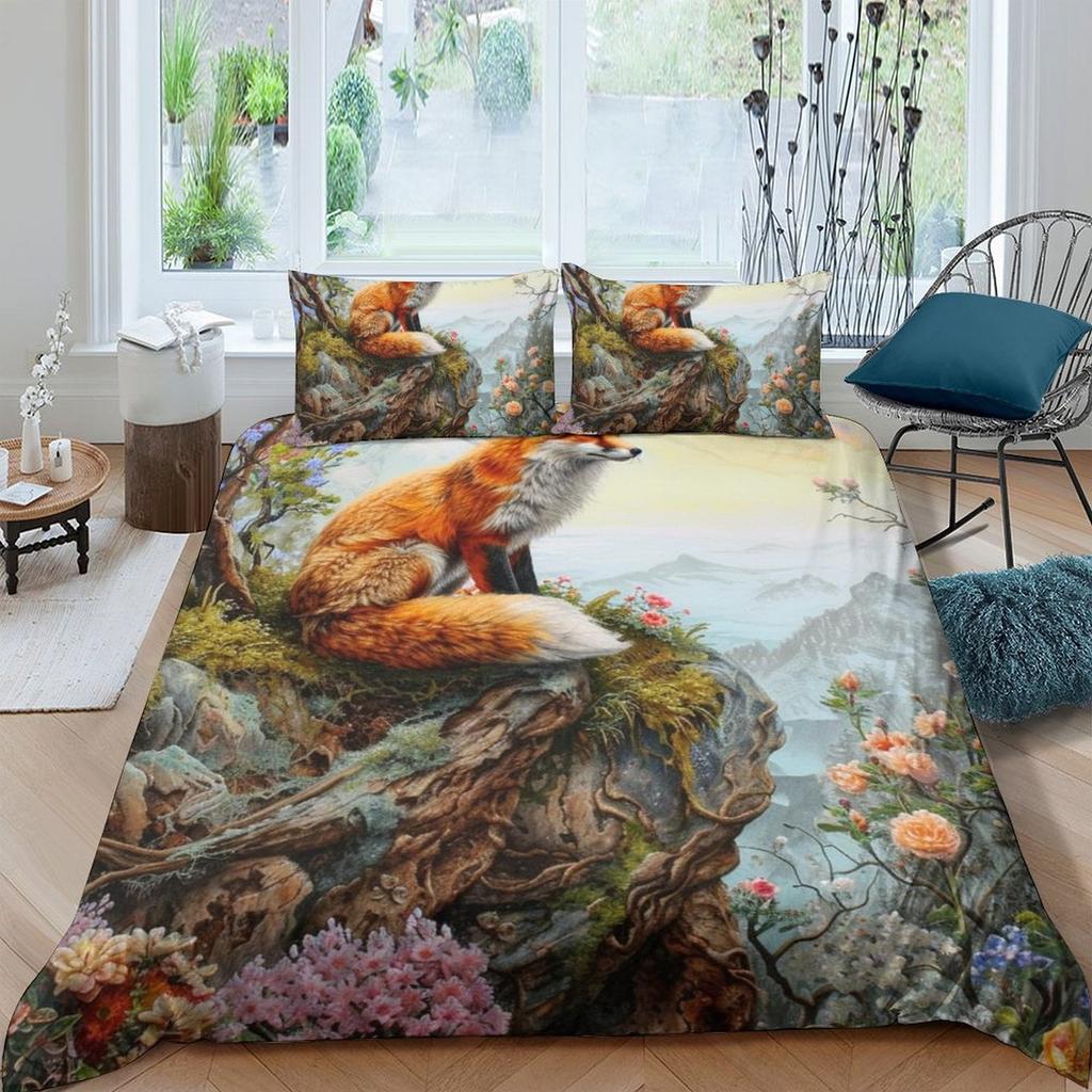 Fox Printed Duvet Cover Quilt Cover Bedding Set Comforter Covers For Childrens Kids And Adults Warm Soft Comfortable Breathable