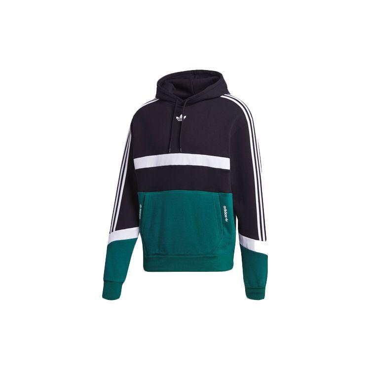 adidas Мужская толстовка с капюшоном Originals SPRT US FT OH, Colorblock, Черно-зеленая GJ6718