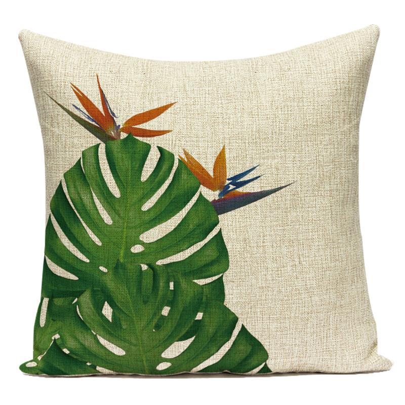 Polyester Decorative Pillows Tropical Cactus Palm Leaf Sofa Home Decor Cushion Cover Pillowcase for Living Room
