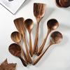 7pcs Natural Teak Wooden Spoons for Cooking - Non-Stick Spatula Set with Comfortable Grip - Perfect for Back To School Supplies