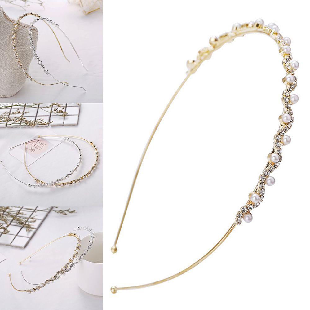 Accessories Ladies Ornament Hair Hoop Crystal Rhinestone Haiband Pearl Wave Headband Wedding Party