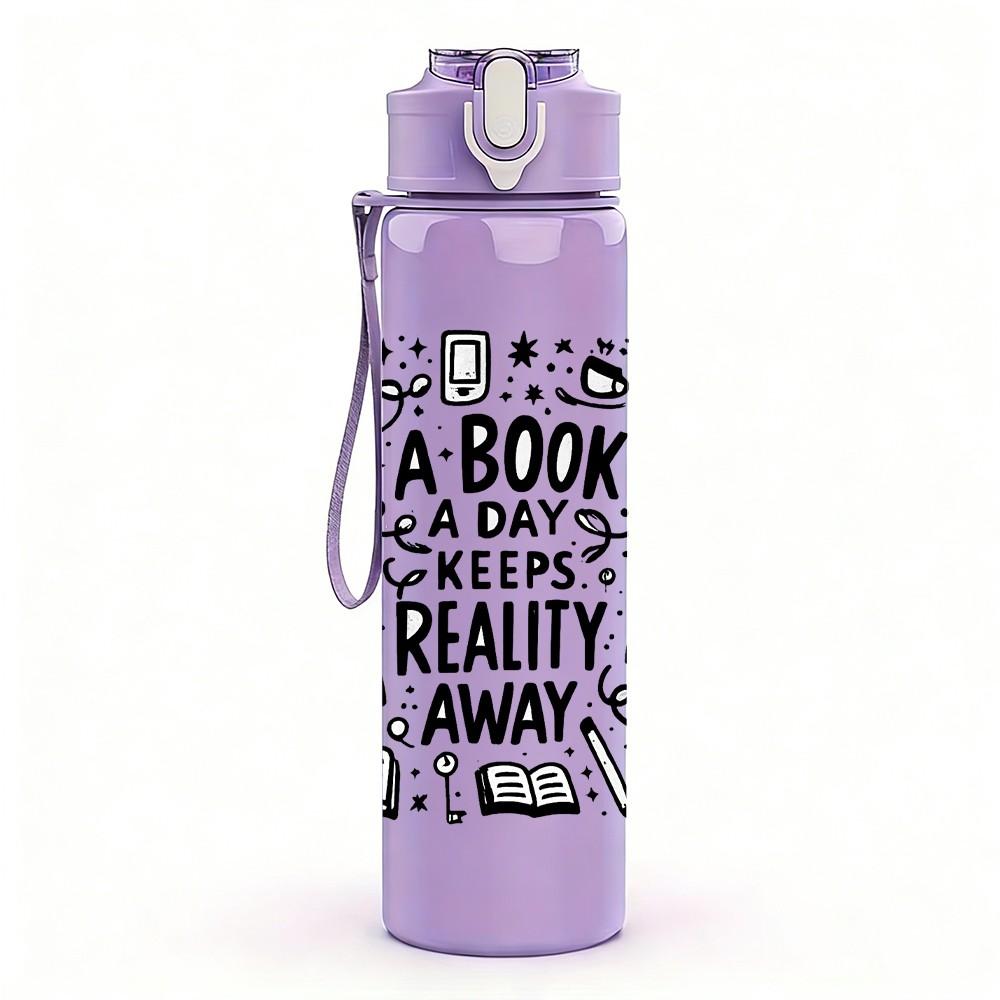 1PC A Book Is A Dream You Hold Print 750ml Color Plastic Sports Water Bottle Leakproof Flip Straw Lid Suitable for Sports Office Home Use